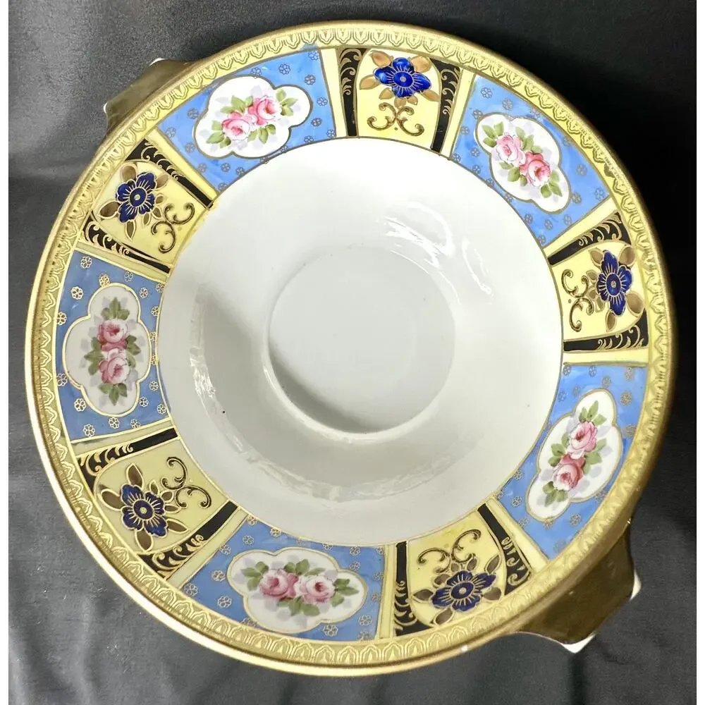 Antique Noritake Double Handled Cream Soup Bowl M Wreath Pink Rose 1921-1930